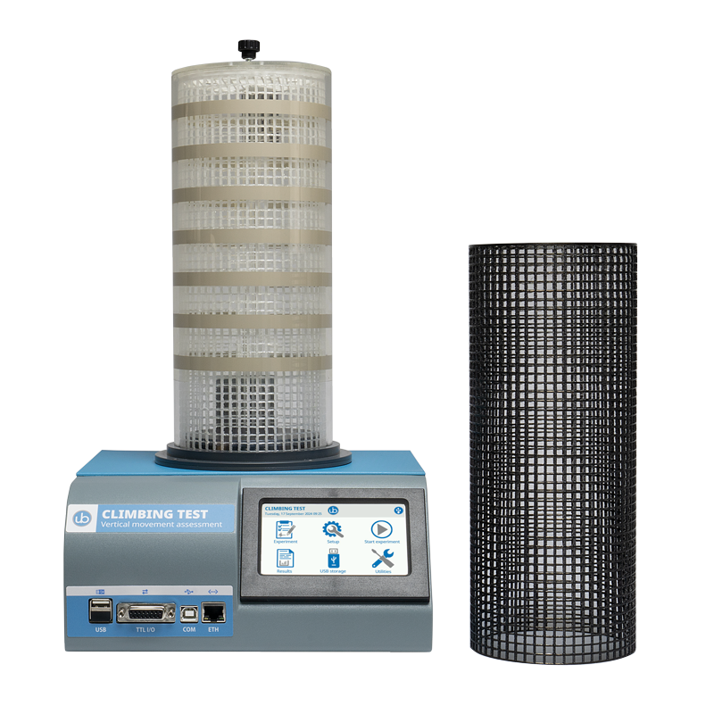 Climbing Test front view. The system is composed of electronic unit with load cell, climbing cylinder and ceiling