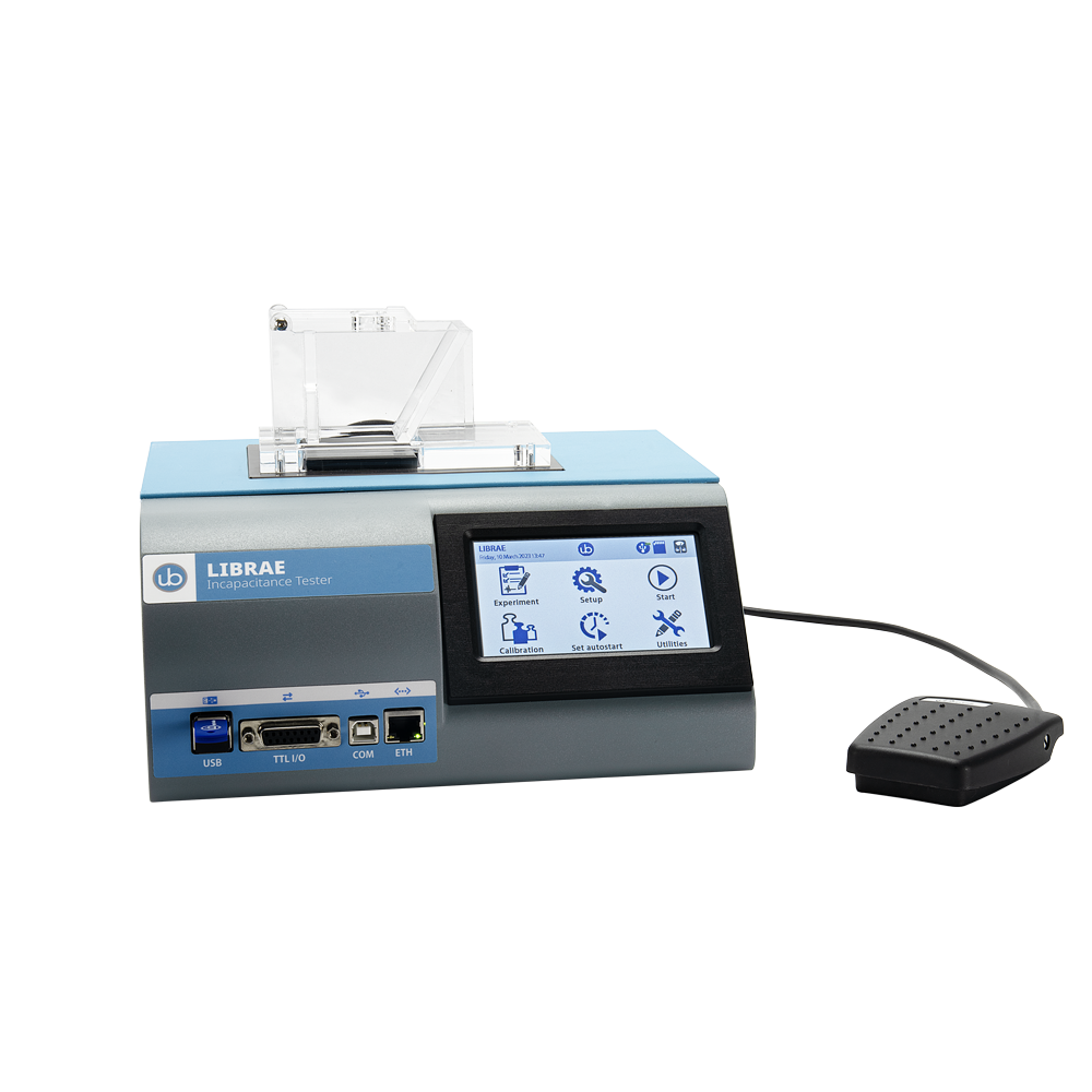 Librae Incapacitance tester with Mouse  restrainer. Notice the foot pedal in case the experimenter wants to start/stop the test manually