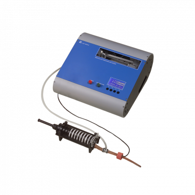 Blood Pressure Recorder-Non Invasive, shown with a mouse in its holder and the pressure generator (proximal) and the piezo sensor (distal)