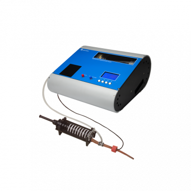 Blood Pressure Recorder-Non Invasive, shown with a mouse in its holder and the pressure generator (proximal) and the piezo sensor (distal)